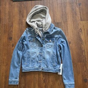 Just USA Blue Denim Jacket with Gray Hood